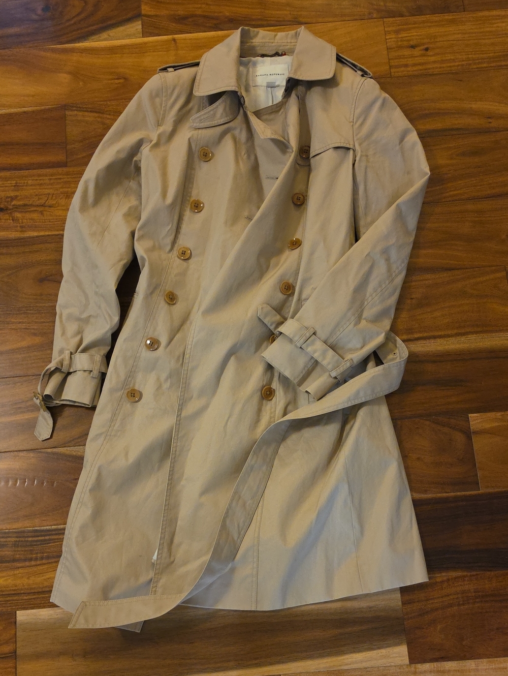 Banana Republic Khaki Double-Breasted Trench Coat